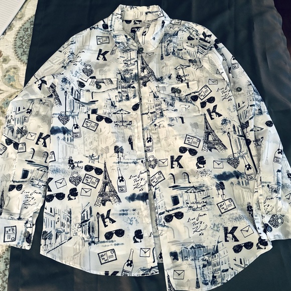 LAGERFELD BUTTON UP BLOUSE - Picture 2 of 7